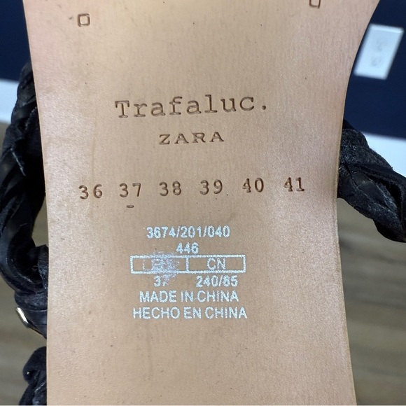 Zara Trafaluc Black Braided Strappy Sandals, Size EU 37 (US 6.5-7) - Picture 7 of 7